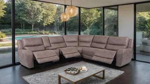 Furniture of America - Demetrius Power Sectional in Slate Brown