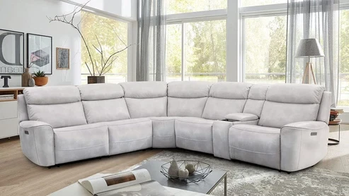 Furniture of America - Edmondus Power Sectional in Light Taupe