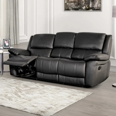 Furniture of America - Glarus - Sofa Manual Recliner, Black