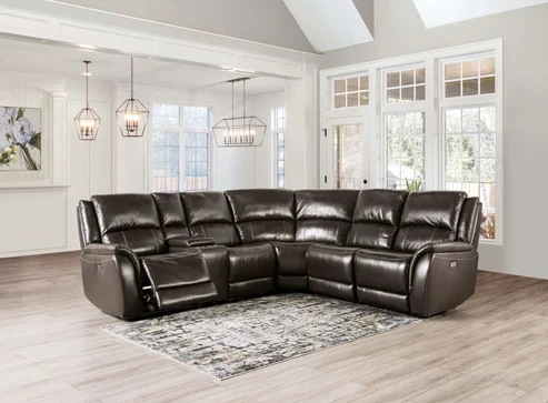 Furniture of America - Gorgius Power Sectional in Espresso