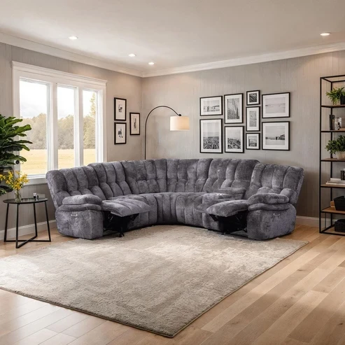 Furniture of America - Hieronymus Power Sectional in Dark Gray