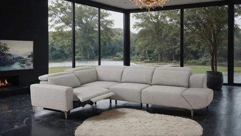 Furniture of America - Melancton Power Sectional in Light Gray