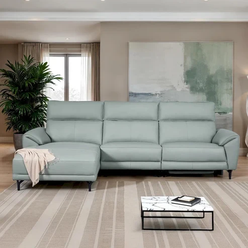 Furniture of America - Themis - Power Sectional, Left Chaise, Pale Blue