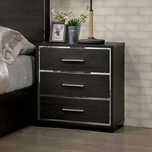 Furniture of America - Camryn Nightstand w/ USB in Warm Gray