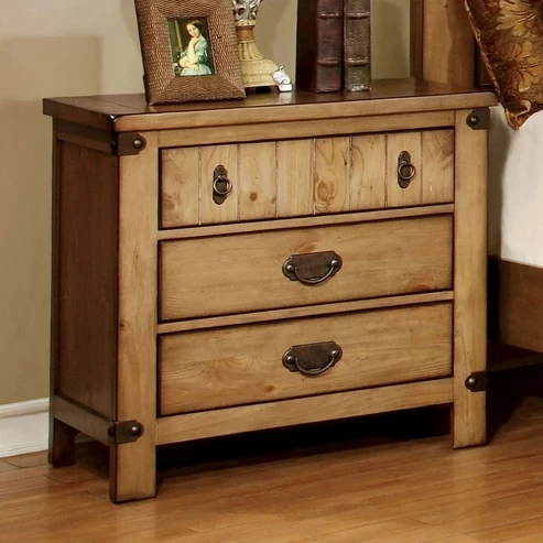 Furniture of America - Pioneer Nightstand w/ USB in Weathered Elm