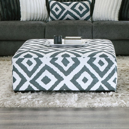 Furniture of America - Loughton Ottoman in Gun Metal/Ivory
