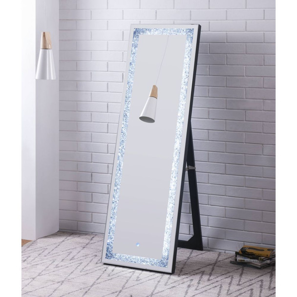 Glam Noralie Crystal Accent Floor Mirror W/Led