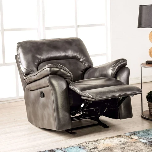 Furniture of America - Josias Glider Recliner in Dark Gray Leatherette