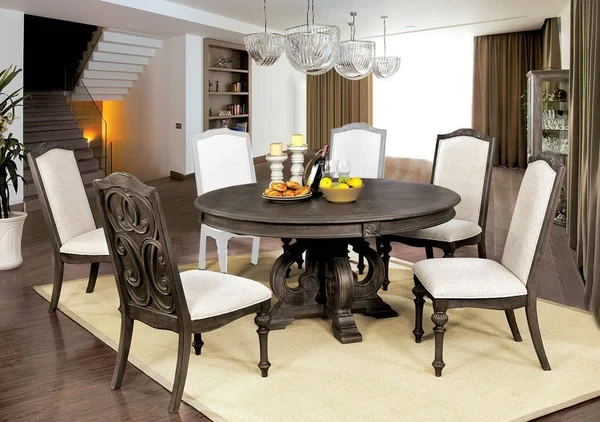 Furniture of America - Arcadia 5 Pc. Round Dining Table Set in Rustic Natural Tone/Ivory