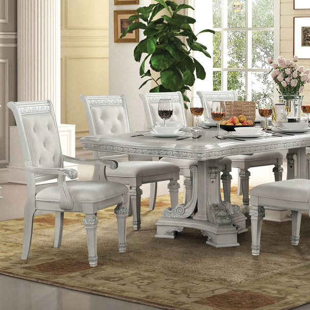 Furniture of America - Stella Mia 9 Pc. Dining Table Set (2AC+6SC) in Ivory