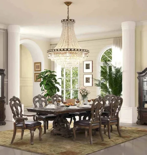 Furniture of America - Leovanni - 6 Pc. Dining Table Set (2AC+4SC) - FM31003DB-T-7PC