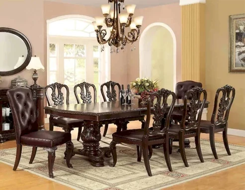 Furniture of America - Bellagio - 7 Pc. Dining Table Set - Brown Cherry - CM3319T-7PC-WOOD