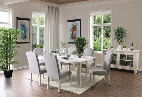 Furniture of America - Daniella 7 Pc. Dining Table Set in Antique White