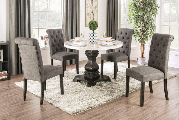 Furniture of America - Elfredo 5 Pc. Round Dining Table Set in White/Antique Black
