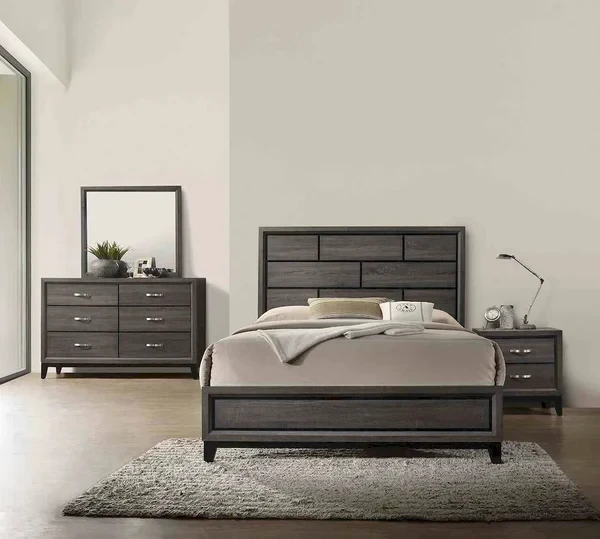 Furniture of America - Errico - 4 Pc. Queen Bedroom Set w/ 2NS - Gray