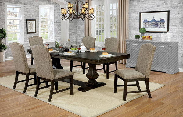 Furniture of America - Faulk 7 Pc. Dining Table Set in Espresso, Warm Gray