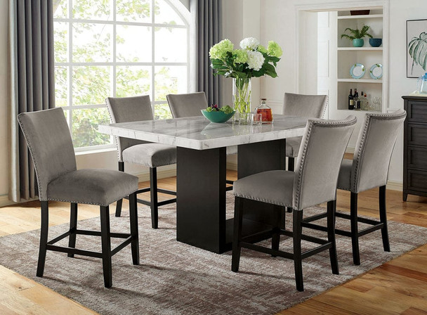 Furniture of America - Kian Ii 7 Pc. Counter Ht. Table Set in White/Black