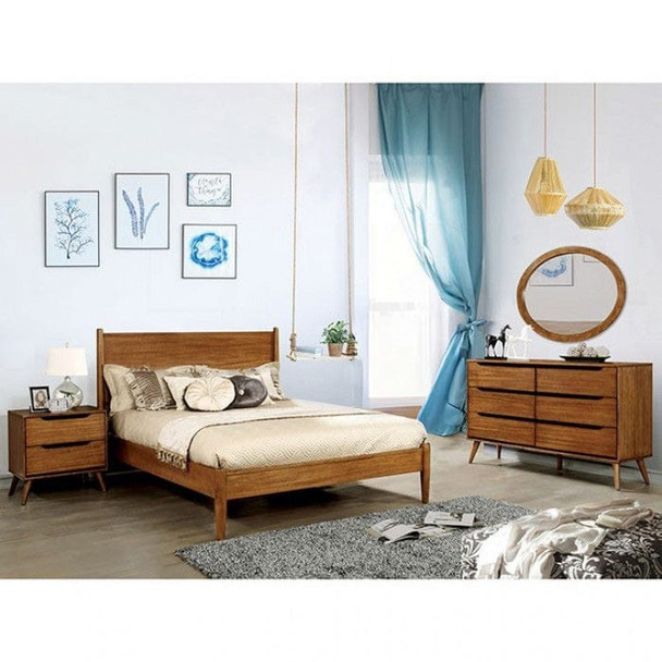 Furniture of America - Lennart 4 Pc. Queen Bedroom Set in Oak