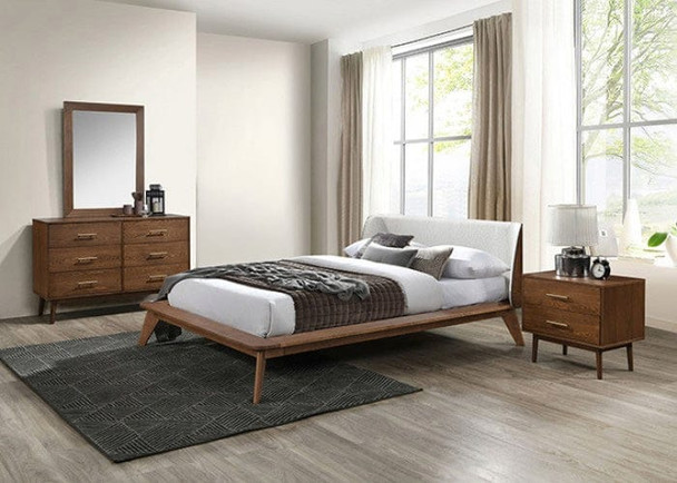 Furniture of America - Lenzburg 4 Pc. Queen Bedroom Set in Walnut/Beige