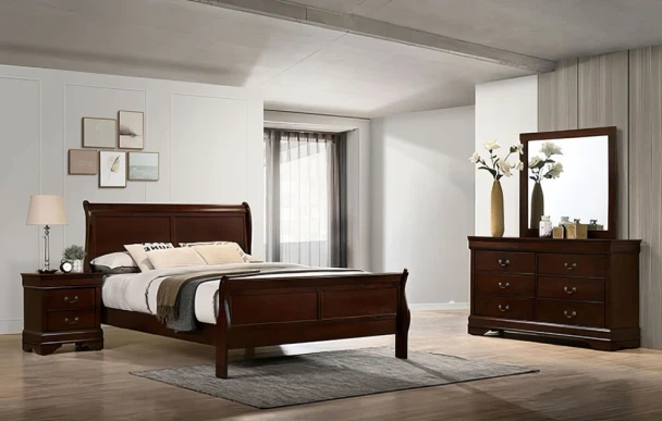Furniture of America - Louis Philippe - 3 Pc. Queen Bedroom Set - Dark Cherry