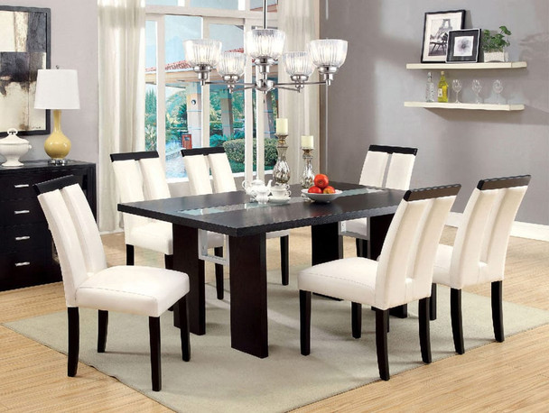 Furniture of America - Luminar 7 Pc. Dining Table Set in Black/Beige