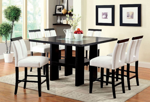 Furniture of America - Luminar Ii 7 Pc. Counter Ht. Table Set in Black/Beige