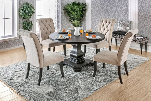 Furniture of America - Nerissa 5 Pc. Dining Table Set in Antique Black/Ivory