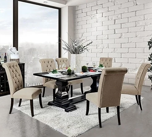 Furniture of America - Nerissa 7 Pc. Dining Table Set in Antique Black