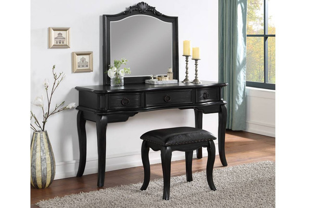 Classic Design 3 piece Vanity Set Black Finish