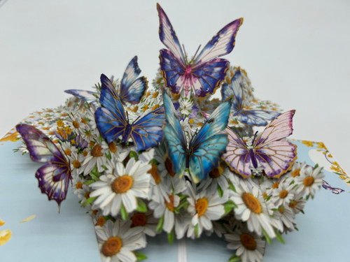 Handmade 3D Kirigami Card

with envelope

Blue Daisy Butterfly Garden