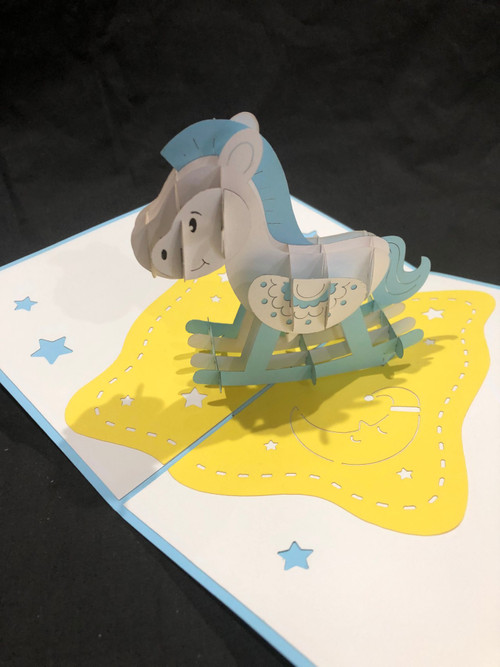 Blue Baby Boy Rocking Horse Kori Ann Designs