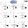 1 HP, 1.25 HP, 1.5 HP Floating Fountains – up to 11 Patterns - Quick Disconnect 100’ & 200’ Cord