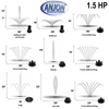 1 HP, 1.25 HP, 1.5 HP Floating Fountains – up to 11 Patterns - Quick Disconnect 100’ & 200’ Cord
