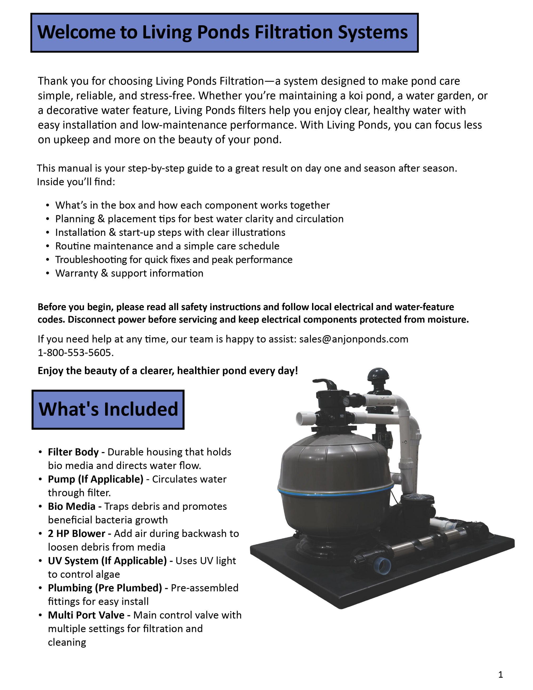 Living Ponds Manual page 2 – introduction and overview