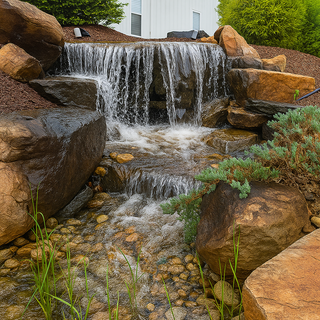 Black Waterfall Foam Application in Pond Free System