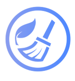 Icon showing pond skimmer removing floating leaves and debris