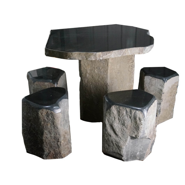 Polished Table with Stools (Rounded Edge)