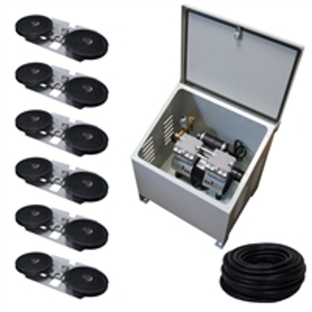 Savio2 Aeration System 5 with Enclosures and (2) 1HP Air Pump (x2), Double Diffusers (x6), 100' Weighted Tubing (x6)