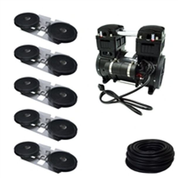 Savio2 Aeration System 5 with (2) 1HP Air Pump , Double Diffusers (x5), 100' Weighted Tubing (x5)