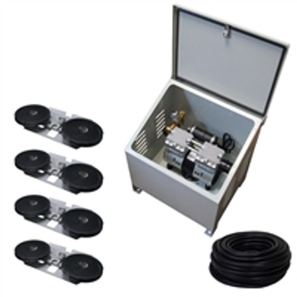 Savio2 Aeration System 4 with Enclosures and (2) 1HP Air Pump , Double Diffusers (x4), 100' Weighted Tubing (x4)