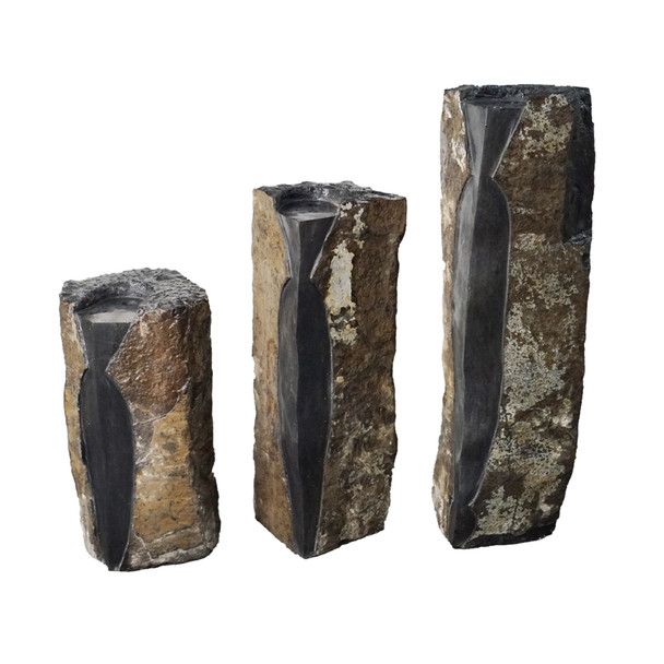 Large Polished Canyon Basalt Set of 3 Columns -12"-14" Diameter