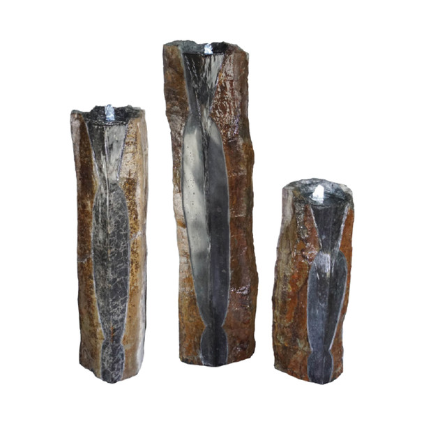Large Polished Canyon Basalt Set of 3 Columns - 7"- 9" Diameter