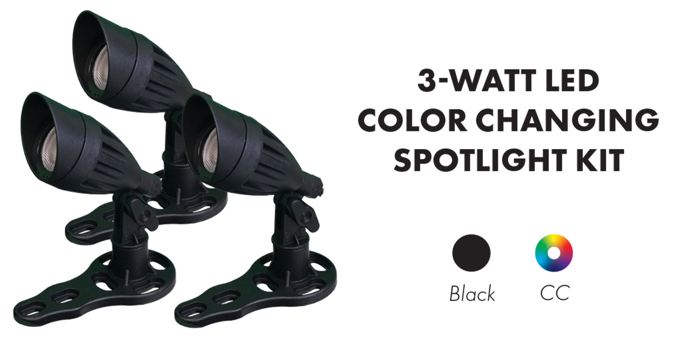 3 Watt black fountain light kit