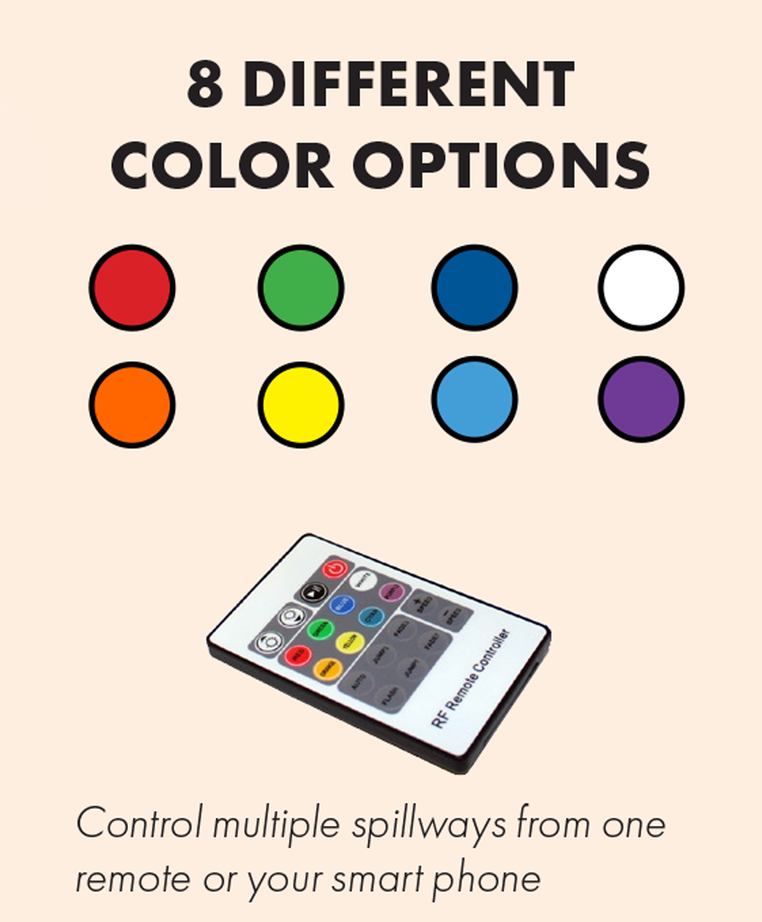 8 different colors for light bars 