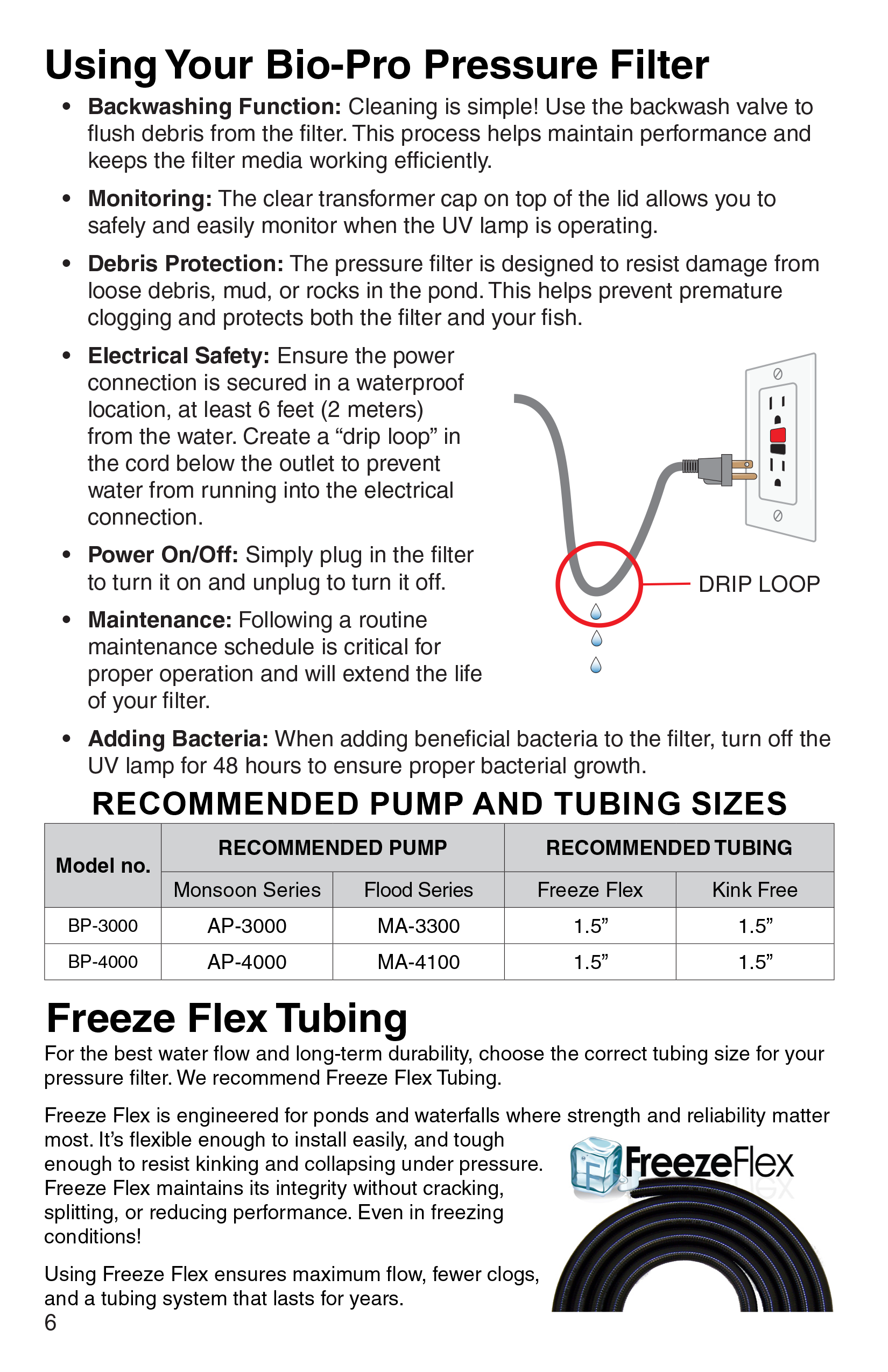 BioPro Pressure Filter Manual page 6 Usage instructions