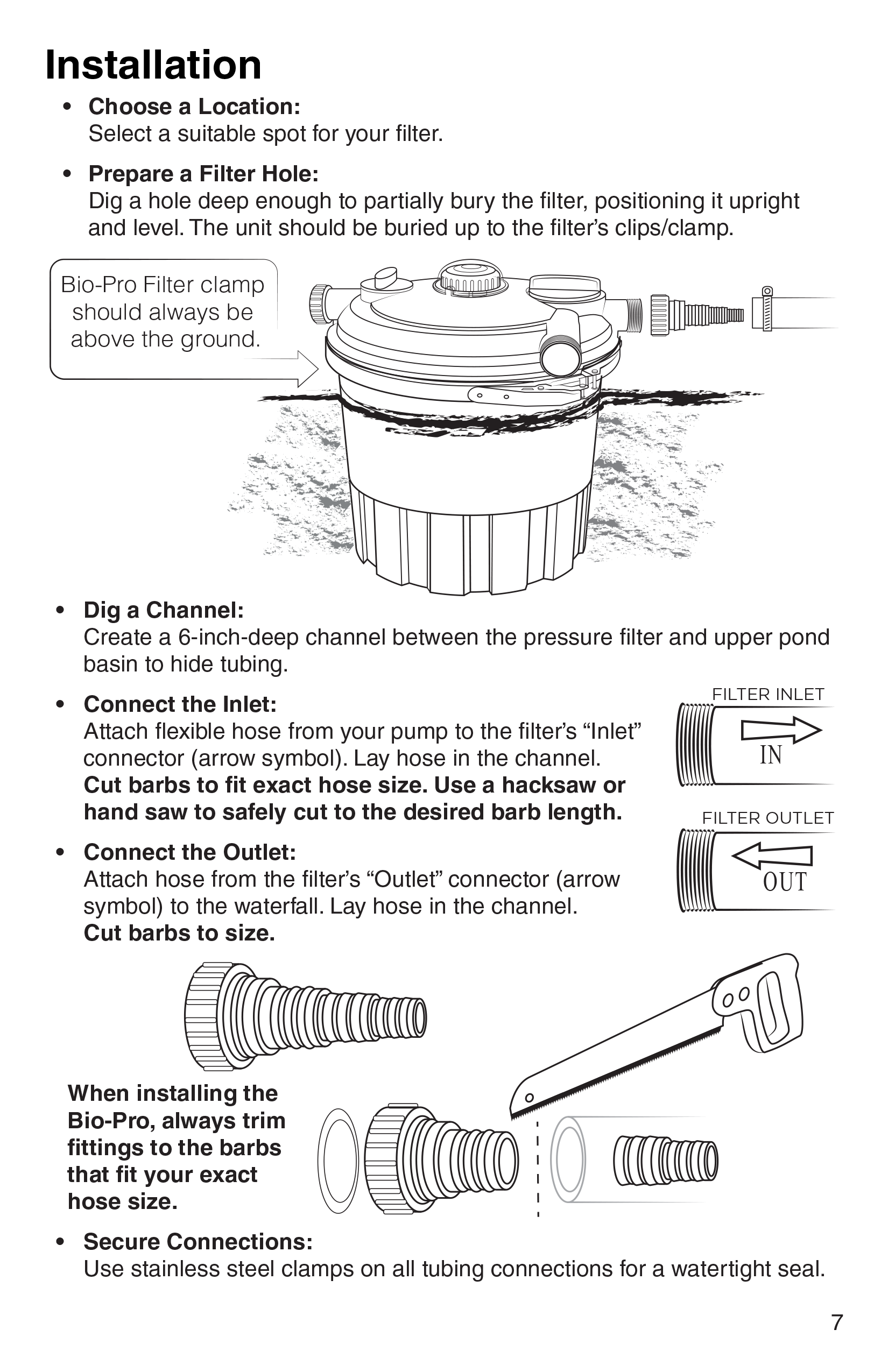 BioPro Pressure Filter Manual page 7 Installation instructions