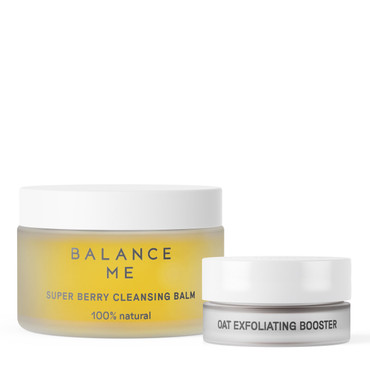 Cleanse and Polish Perfect Partners. Super Berry Cleansing Balm and Oat Exfoliating Booster
