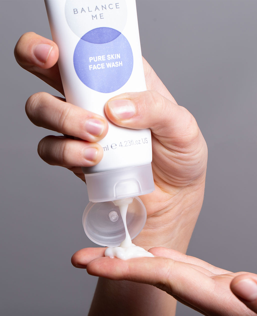 Balance Me Pure Skin Face Wash being squeezed from its tube