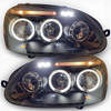 Black Angel Eye Projector Headlights Pair For VW Golf Mk5 2004–2009 H1 LED
