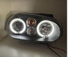 Black Angel Eye Projector Headlights Lighting Lamp For VW Golf Mk4 97-04
